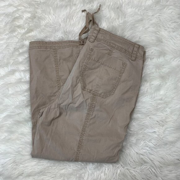 Eileen Fisher Khaki Chino Cargo Capri Pants Size 6 Organic Cotton Drawstring - Picture 2 of 9